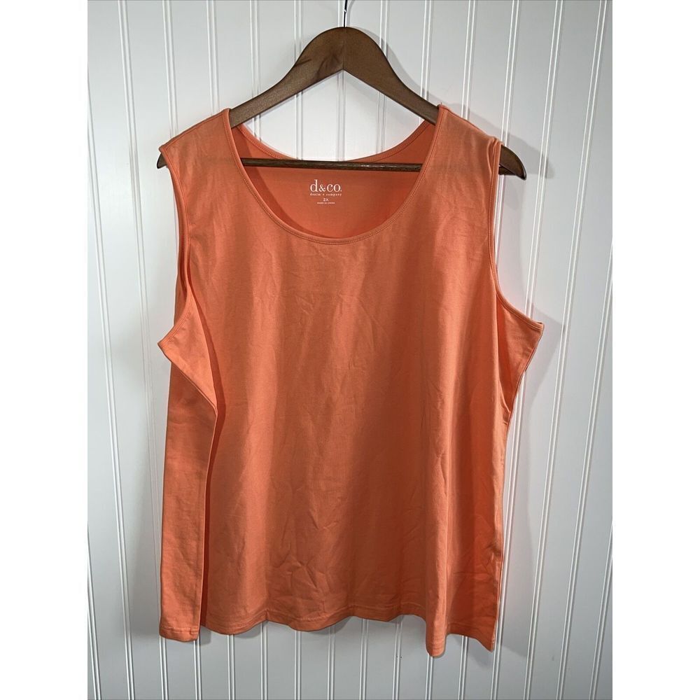 Denim & Co Button Front Top With Tank Women’s 2XLarge Orange 3/4 Sleeve Cottage - Picture 9 of 10